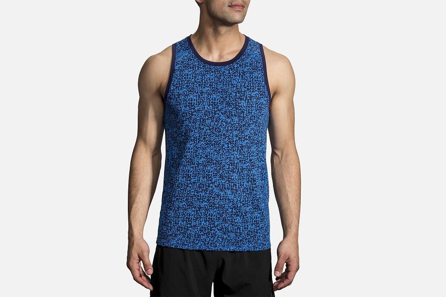 Brooks Distance Men Athletic Wear & Running Tank Blue SIC064295